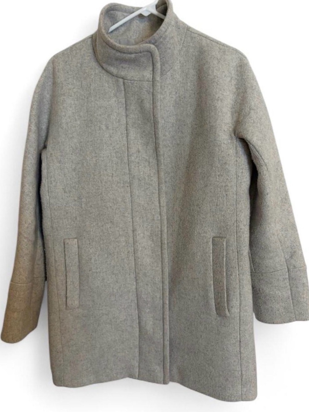 Women's Wool Blend Coat Size 6 Gray Funnel Neck Winter Jacket J Crew AB945